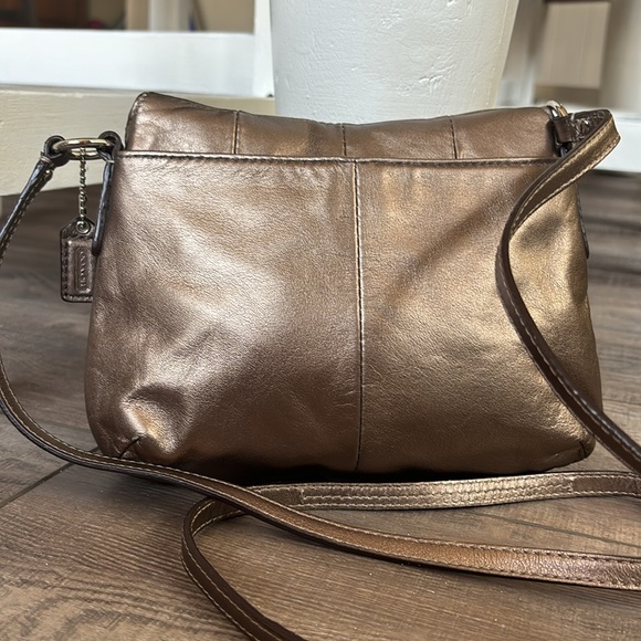 Coach Bronze Leather Flap Crossbody Bag - Picture 4 of 12